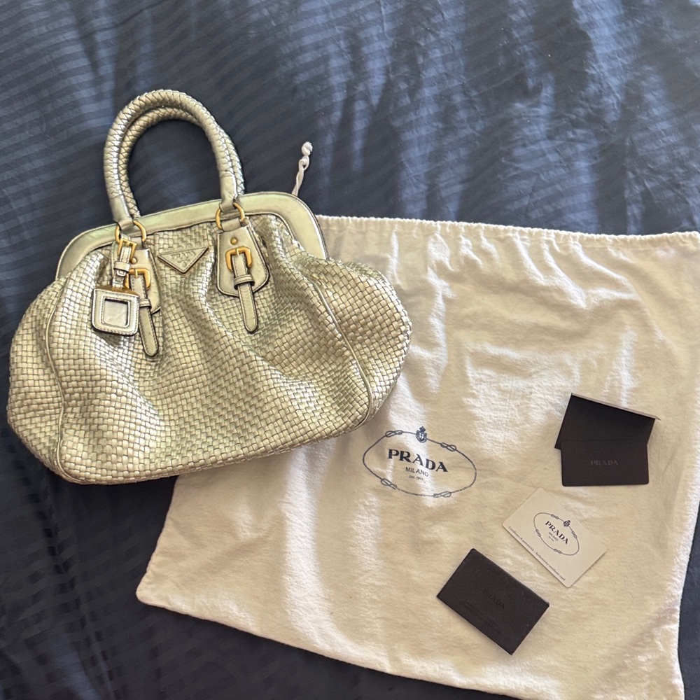 Prada Metallic Silver Satchel